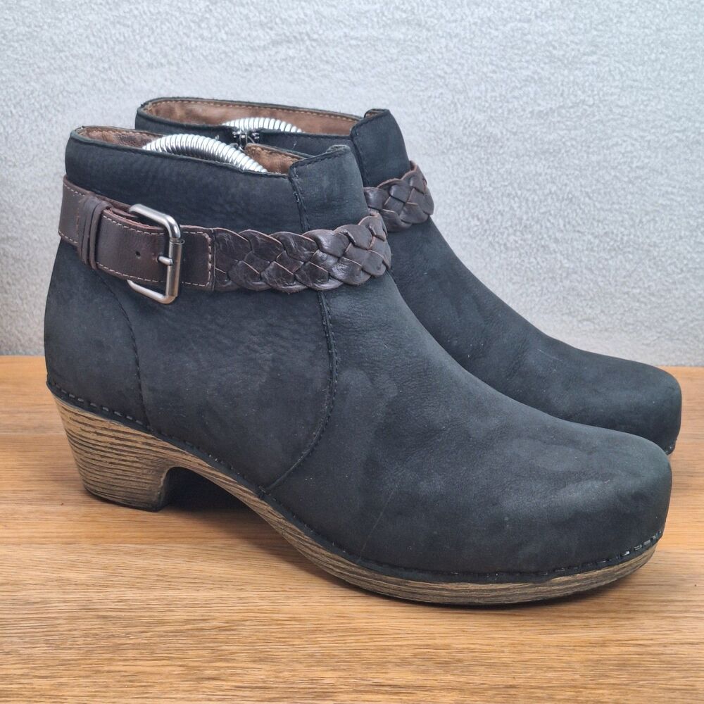 Dansko Tivoli Michelle Ankle Boots Women's US 9.5 EU 40 Black Leather Nubuck
